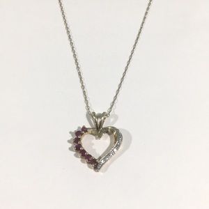 Sterling Silver Ruby Heart ❤️ Pendant Necklace